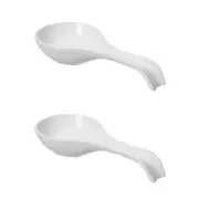 2x Oggi 21.5cm Ceramic Spoon Rest w/ Long Handle Kitchen Cooking Utensil White