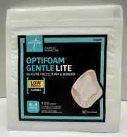 Medline Optifoam Gentle Lite Silicone Faced Foam & Border Wound Dressing 4x4 9