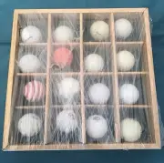 16 Vintage Collector Golf Balls In Display Case-Variety Of Events