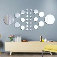 在飛比找蝦皮購物優惠-28 件/套個性亞克力圓點牆鏡貼紙臥室廚房浴室貼花藝術壁畫壁