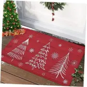 Christmas Welcome Doormat Front Door Mat Non 29"L x 17"W Christmas Tree Red
