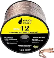 PAKA TOOLS High Performance Speaker Wire Copper Clad Aluminum (CCA) Speaker Cable 100 FT Spool – Ideal Home Cinema Speaker Wire Cable and Car Audio Speaker Cables/Speaker Wires (12 Gauge 100 FEET)