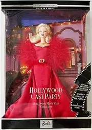 Barbie 2001 Collector Edition Hollywood Movie Star Doll - Cast Party with Red Charmeuse Gown, Jewelry, Marabou Shrug, Shoes, Doll Stand and Certificate of Authenticity