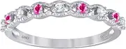 [JewelryWeb] 925 Sterling Silver Womens Pink CZ Simulated Diamond Semi eternity Wedding Band Ring6-Eternity-Ring for Women and Men
