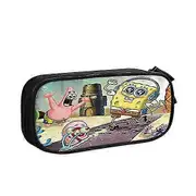 Secc Spongebob and Pie Star Pencil Case Large Capacity Pen Case Double Zippers Pen Bag Office Stationery Bag Cosmetic Bag with Compartments for Gir...