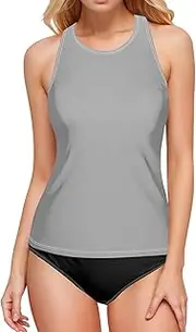 [ODAWA] Tankini Womens Swimsuits Dark Gray Quick Dry Tankini Tops for Women Swimwear
