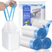 4 Gallon Trash Bags Drawstring, Small Trash Bags Tear-Free, 4 Gal Unscented W...