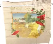 Vtg Finished Crewel Embroidery Flowers Bouquet Unframed Granny or Cottage Core