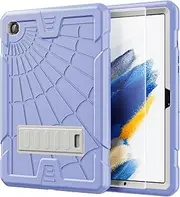 TSQQST Case for Samsung Galaxy Tab A8 10.5 Inch for Kids SM-X200/X205/X207 2022 Model, Full Body Protection Case with Glass Screen Protector & Stand | Purple