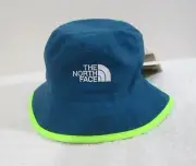 NWT The North Face Kids Class V Reversible Bucket Hat S Blue Moss/Safety Green