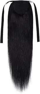 Beauty 16-26 Inch Straight Ponytail Extension Drawstring Ponytail 100% Human Hair Extension Natural Black Clip in Ponytails Hair Piece for Women Accessories(24inches)