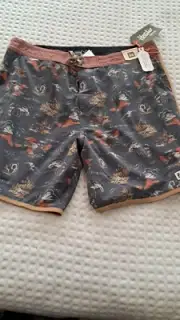 HOWLER BROTHER PATTERNED SWIM SHORTS GREY MEN'S SIZE 35 NEW