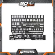 SP Tools 105 Pcs Foam Tray Sockets & Accessories Included - Premium Metric/SAE