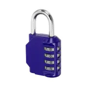 3" Long 4 Digit Combination Padlock, Zinc Alloy Resettable Lock, Blue