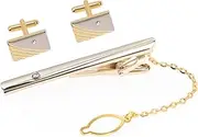 [GLSTOY] Men's Crystal Cufflinks Tie Clip Set for Office Parties Special Events