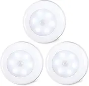 STAR-SPANGLED Motion Sensor Lights Indoor AAA Battery Operated, Cordless High CRI LED Stick on Puck Lights for Closet, Stairs, Under Cabinet, Kitchen, Hallway (7cm, Cool White, 3 Pack)