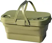 AIMALL Outdoor Picnic Basket with Lid, Folding Multifunctional Camping Storage Box, Plastic Table Storage Basket for Picnic and Outdoor Activities, 18.5 x 11.2 x 9.3 inches