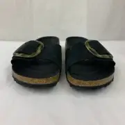 Birkenstock New w/ Box Madrid Tortoise Big Buckle Black Nubuck Leather Regular