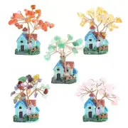 Natural Quartz Crystal Tree of Life House Miniatures Mineral Healing Lucky Money