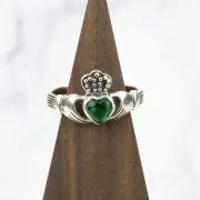Green CZ Sterling Silver Claddagh Ring*