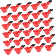 BESPORTBLE 30PCS Poultry Water Drinker Automatic Drinking Cups for Chickens Quail Pigeons Durable Red Design for Home Farm Use Easy to Operate and Maintain
