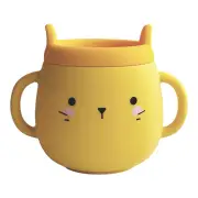 Whisker Wonderland Innovative Hydroponic Cat Grass Growing Mug - Yellow | Soil-Free, Digestion & Hairball Aid, Eco-Friendly Silicone, Reusable