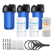3-Stage Whole House Water Filter Housing System 10 Inch Sediment CTO Carbon Set