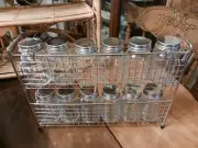 Metal Double Shelf Spice Rack With 12 Glass Jars