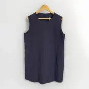 COS Women's Boho design navy pockets texture lined tank shift dress 16/XL (1268