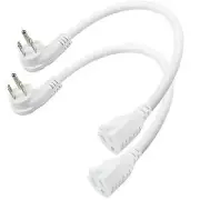 2 Pack Flat Plug Short Power Extension Cord - 8inch Low Profile Flat Plug 3 P...