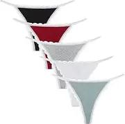 [Ausing] Women's Underwear Sexy Lace Thongs Seamless Low Waist Briefs Stretchy Bikini Knickers T Back G String Underwear Breathable Hipster Panties Everyday Underpants for Ladies 5 Pack S-XL