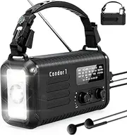 Emergency Weather Radio (Condor 1) NOAA/AM/FM with 74000mWh Portable Radio, USB-C/Solar/Hand Crank Charging, SOS Alarm, Flashlight, Reading Lamp & Survival Handle Kit for Indoor/Outdoor (Black)