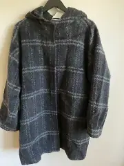 $598 Eileen Fisher Lofty Alpaca-Wool Hooded Coat Ash Gray Medium