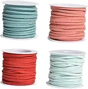 DOITOOL 4pcs DIY Double Sided Leather Strap String Suede Lace Beading Thread for Jewelry Making Craft Projects Dark Light Blue Wine Red