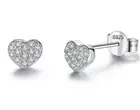 S925 Sterling Silver Heart Shaped Cubic Zirconia Cluster Stud Earrings Love