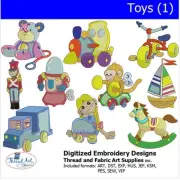 Machine Embroidery Designs - Toys(1) - 10 designs - 9 Formats - USB Stick