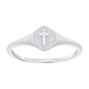 925 Sterling Silver Women's Polished 9.5mm Textured Cross Ring | Sizes 6 to 9