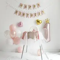 在飛比找ETMall東森購物網優惠-女寶寶一周歲生日布置餐椅紗裙裝飾拉旗可愛公主粉色派對場景裝扮