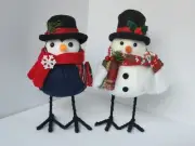 Winter Christmas Holiday decorative 7" Fabric Birds Walgreens 2 pc. Home Decor