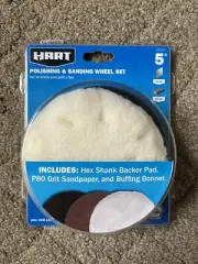 HART 5" POLISHING & SANDING WHEEL SET - P80 Grit Sandpaper