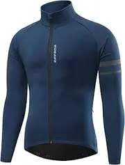 Oimzzr Men Long Sleeve Cycling Jersey Windproof MTB Bike Jacket Wind Coat Ycle Clothing Dark Blue XL