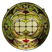 Antique Style 24" Round Stained Glass Window Hanging Panel Suncatcher