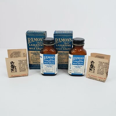 RARE Vintage Ramon's Mild Laxative Pills With Bile Salts Set Of 2 With Box GUC