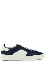 Santoni Darts Panelled Nubuck Sneakers - Blue And White - 11, Santoni Trainers, Leather 11