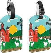 [WOSHJIUK] Luggage Tags,2 Pack Labels Suitcase Tags,Sunrise Farm Sheep,Luggage Tags Privacy Protection Travel Bag Tag