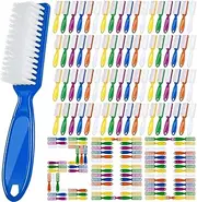 Patelai 200 Pcs Handle Grip Nail Brush Bulk Pedicure Brush for Feet, Toes and Cleaning Fingernail(6 Colors)