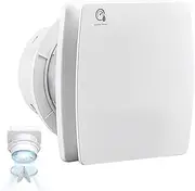 Bathroom Fan 100 mm with Timer and Humidity Sensor, ≤34 dB Quiet and Powerful Exhaust Fan, 12 W 95 m³/h IPX4 Wall Fan with Backflow Flap, Install Ceiling Wall in Bathroom, Toilet, Kitchen