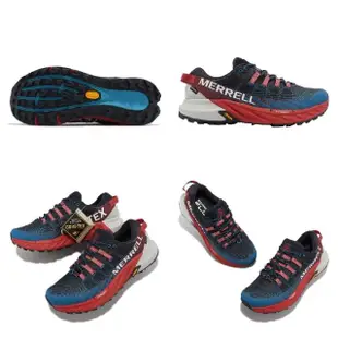 【MERRELL】越野跑鞋 Agility Peak 4 GTX 男鞋 藍 紅 防水 運動鞋 戶外 Vibram(ML067459)