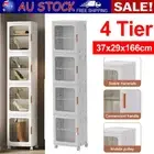 4-Tier Storage Cabinet Shelf Folding 37cm with Wheels for Home Offic