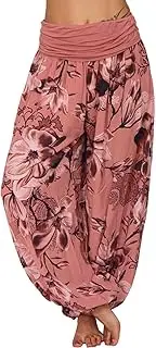 [Generic] Dress Yoga Pants for Women Boho Comfy Women's Boho Pants Pajama Pajama Pants Pants Yoga Hippie Loose Pants Lightweight Yoga Pants for Women for Summertime (Watermelon Red-3, XXL)